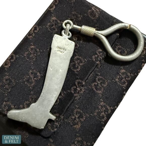 Gucci Vintage Boot Keychain Silver Brass Equestrian Style Made in Italy - Picture 10 of 15